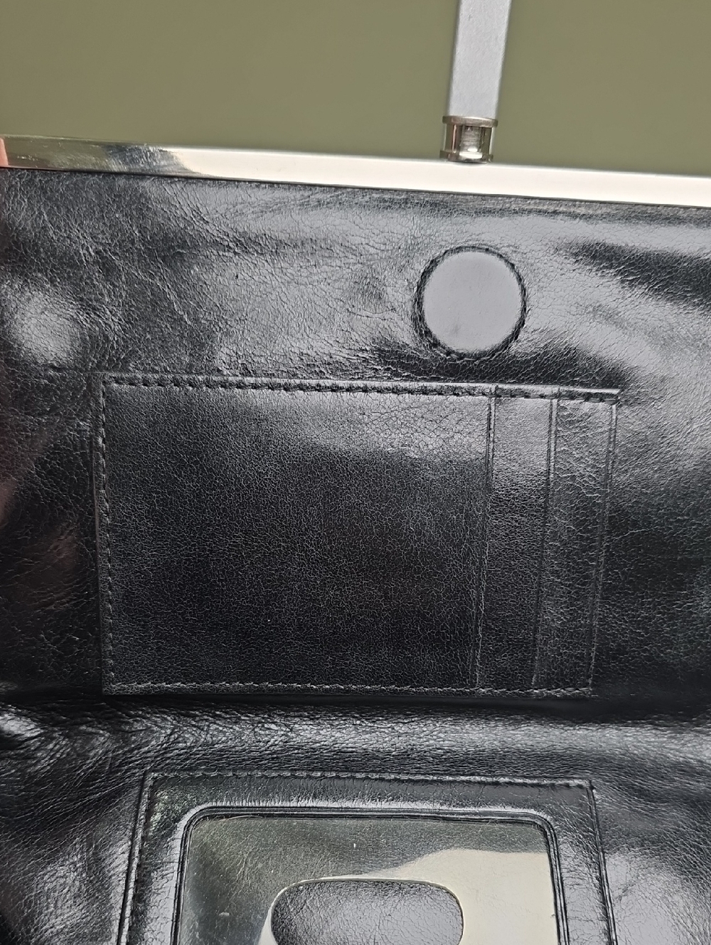 HOBO Black Leather Floral Embossed "Lauren" Double Snap Fold Open Clutch EUC - Picture 11 of 15